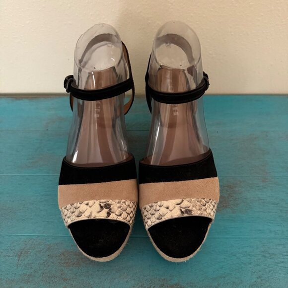 Coach Farren Suede Snake & Chalk Platform Sandals Sz 8 - Picture 2 of 9